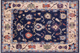 handmade Traditional Oushak Blue Ivory Hand Knotted RECTANGLE 100% WOOL area rug 8' x 10'