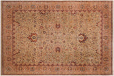 handmade Transitional Kashan Taupe Brown Hand Knotted RECTANGLE 100% WOOL area rug 9 x 12