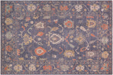 handmade Traditional Oushak Blue Gray Hand Knotted RECTANGLE WOOL&SILK area rug 10' x 14'