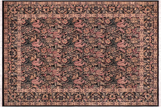 handmade Transitional Gulshanayub Black Red Hand Knotted RECTANGLE 100% WOOL area rug 9x12