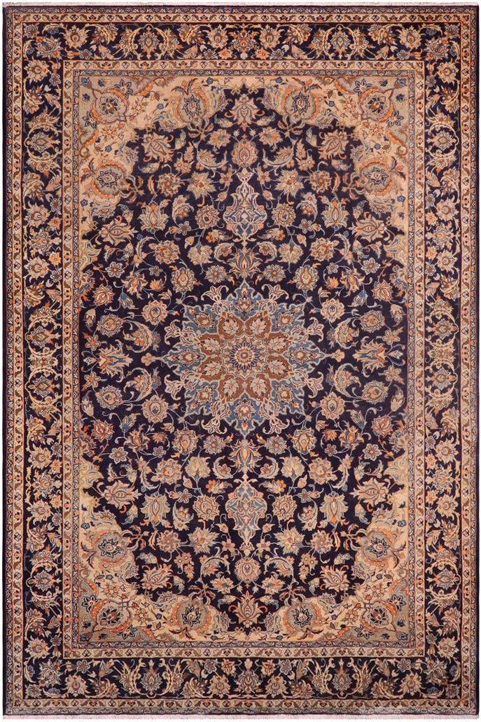 handmade Traditional Tabriz Blue Orange Hand Knotted RECTANGLE 100% Wool Pile area rug 9x13