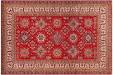 handmade Geometric Super Kazak Red Beige Hand Knotted RECTANGLE 100% WOOL area rug 8' x 10'