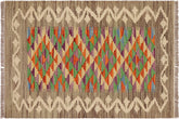 handmade Geometric Kilim Gray Beige Hand-Woven RECTANGLE 100% WOOL area rug 2' x 3'