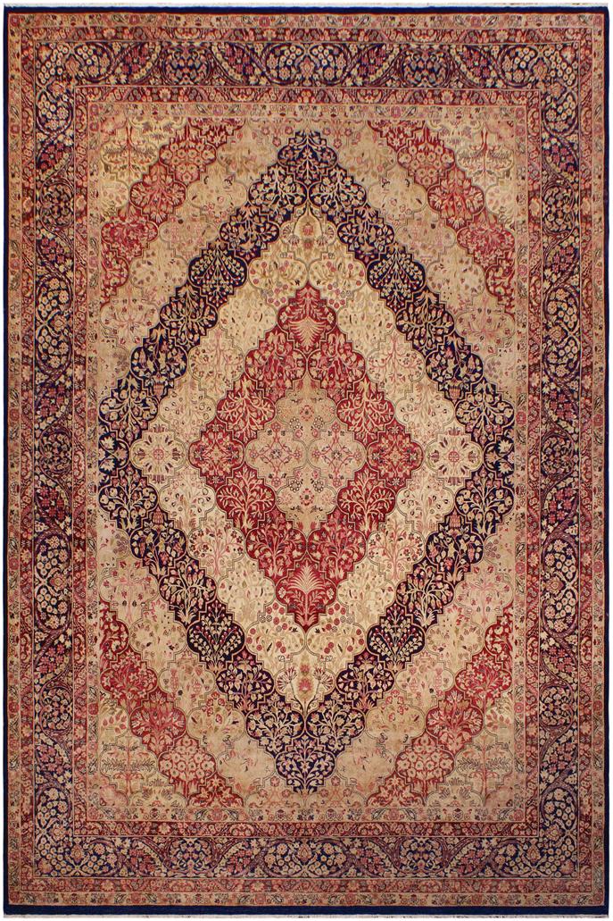 Traditional Compartment Cherie Blue Blue Hand Knotted Area rugs 9 x 12