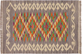 handmade Geometric Kilim Gray Beige Hand-Woven RECTANGLE 100% WOOL area rug 2' x 3'
