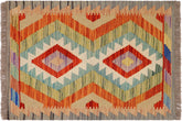 handmade Geometric Kilim Gray Rust Hand-Woven RECTANGLE 100% WOOL area rug 2' x 3'