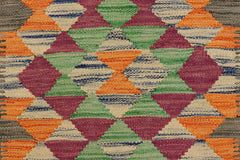 Flat Weave Kilim Antique Navaho Vintage handmade Geometric Kilim Gray Beige Hand-Woven Rectangle 100% Wool Area Rug 2x3