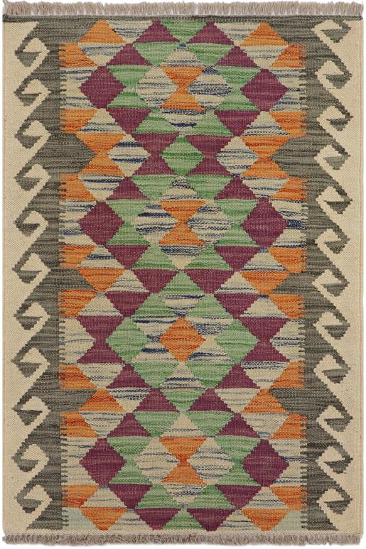 Flat Weave Kilim Antique Navaho Vintage handmade Geometric Kilim Gray Beige Hand-Woven Rectangle 100% Wool Area Rug 2x3