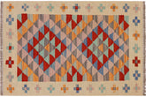 handmade Geometric Kilim Beige Red Hand-Woven RECTANGLE 100% WOOL area rug 2' x 3'
