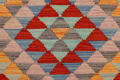 Flat Weave Kilim Antique Navaho Vintage handmade Geometric Kilim Beige Red Hand-Woven Rectangle 100% Wool Area Rug 2x3