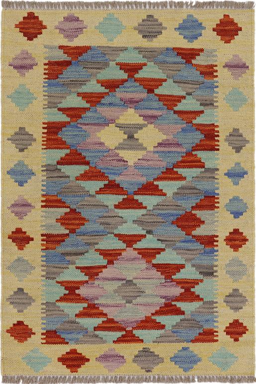 Flat Weave Kilim Antique Navaho Vintage handmade Geometric Kilim Gold Rust Hand-Woven Rectangle 100% Wool Area Rug 2x3