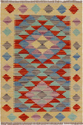 Flat Weave Kilim Antique Navaho Vintage handmade Geometric Kilim Gold Rust Hand-Woven Rectangle 100% Wool Area Rug 2x3