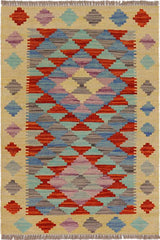 Flat Weave Kilim Antique Navaho Vintage handmade Geometric Kilim Gold Rust Hand-Woven Rectangle 100% Wool Area Rug 2x3