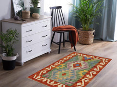 Flat Weave Kilim Antique Navaho Vintage handmade Geometric Kilim Rust Gray Hand-Woven Rectangle 100% Wool Area Rug 2x3