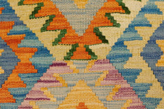 Flat Weave Kilim Antique Navaho Vintage handmade Geometric Kilim Purple Beige Hand-Woven Rectangle 100% Wool Area Rug 2x3