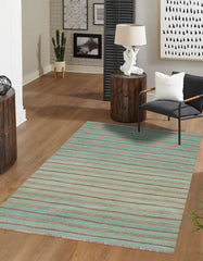 Flat Weave Kilim Antique Navaho Vintage handmade Modern Kilim Blue Purple Hand-Woven Rectangle 100% Wool Area Rug 5x7