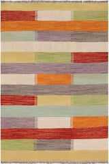 Flat Weave Kilim Antique Navaho Vintage handmade Modern Kilim Beige Gray Hand-Woven Rectangle 100% Wool Area Rug 3x5