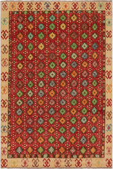 handmade Modern Balouchi Red Beige Hand Knotted RECTANGLE 100% WOOL area rug 7x10