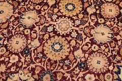 Semi-Antique Tabriz Fay Maroon/Tan Wool Rug - 8'11'' x 12'0''