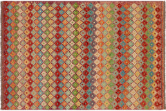 handmade Modern Balouchi Rust Blue Hand Knotted RECTANGLE 100% WOOL area rug 5x8