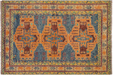 handmade Geometric Balouchi Blue Beige Hand Knotted RECTANGLE 100% WOOL area rug 4x6