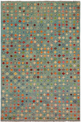 handmade Modern Balouchi Blue Rust Hand Knotted RECTANGLE 100% WOOL area rug 5x8