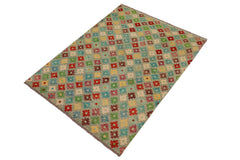 handmade Modern Balouchi Blue Rust Hand Knotted RECTANGLE 100% WOOL area rug 5x8