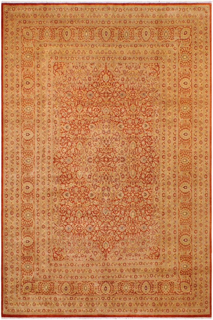 Traditional Nauras Nell Rust Gold Hand Knotted Area rugs 9 x 12