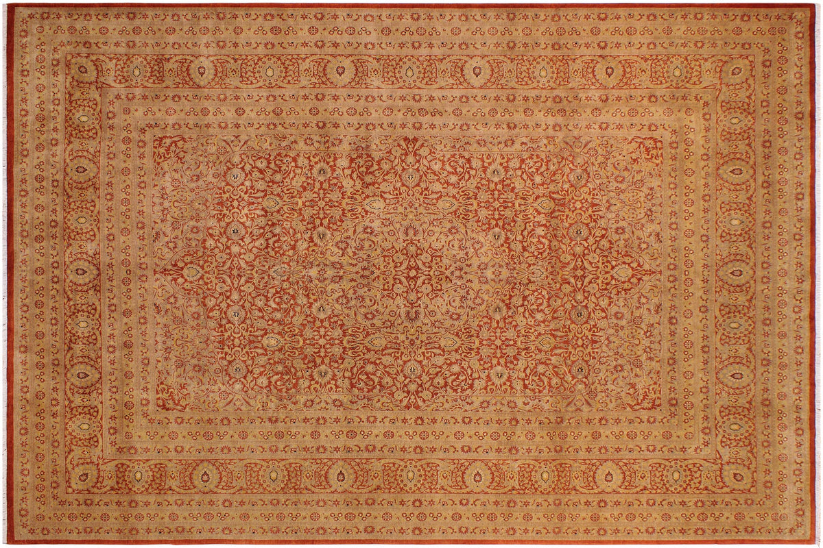 9x12 hand knotted Vegetable Dyed wool rug in rust and gold - Nell