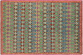 handmade Modern Balouchi Blue Orange Hand Knotted RECTANGLE 100% WOOL area rug 5x8