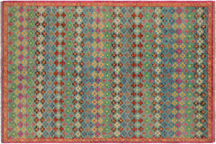 handmade Modern Balouchi Blue Orange Hand Knotted RECTANGLE 100% WOOL area rug 5x8