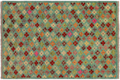 handmade Modern Balouchi Blue Rust Hand Knotted RECTANGLE 100% WOOL area rug 3x5