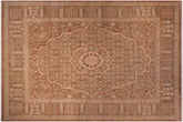 handmade Transitional Tajdar Brown Tan Hand Knotted RECTANGLE 100% WOOL area rug 9x12