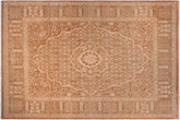 handmade Transitional Tajdar Brown Tan Hand Knotted RECTANGLE 100% WOOL area rug 9 x 12