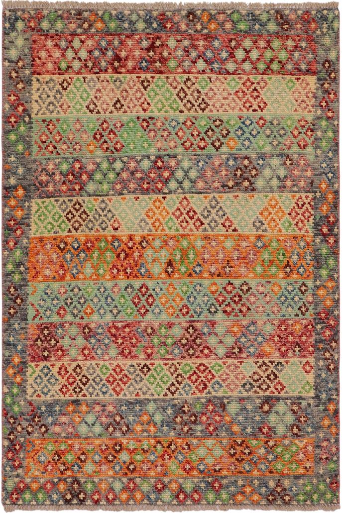 handmade Modern Balouchi Blue Gray Hand Knotted RECTANGLE 100% WOOL area rug 3x5