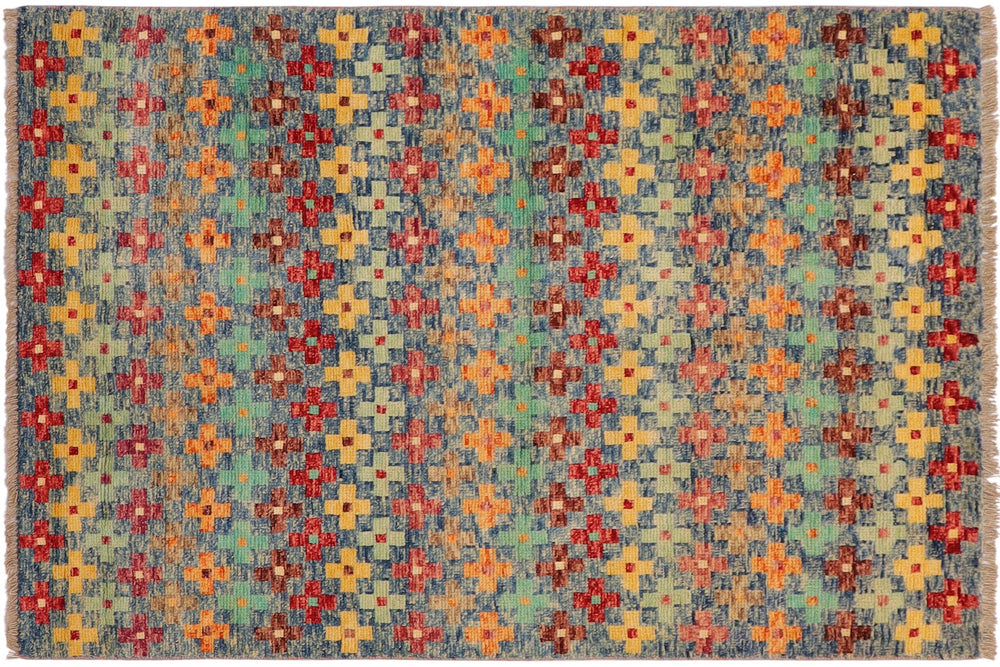 handmade Modern Balouchi Blue Red Hand Knotted RECTANGLE 100% WOOL area rug 3x5