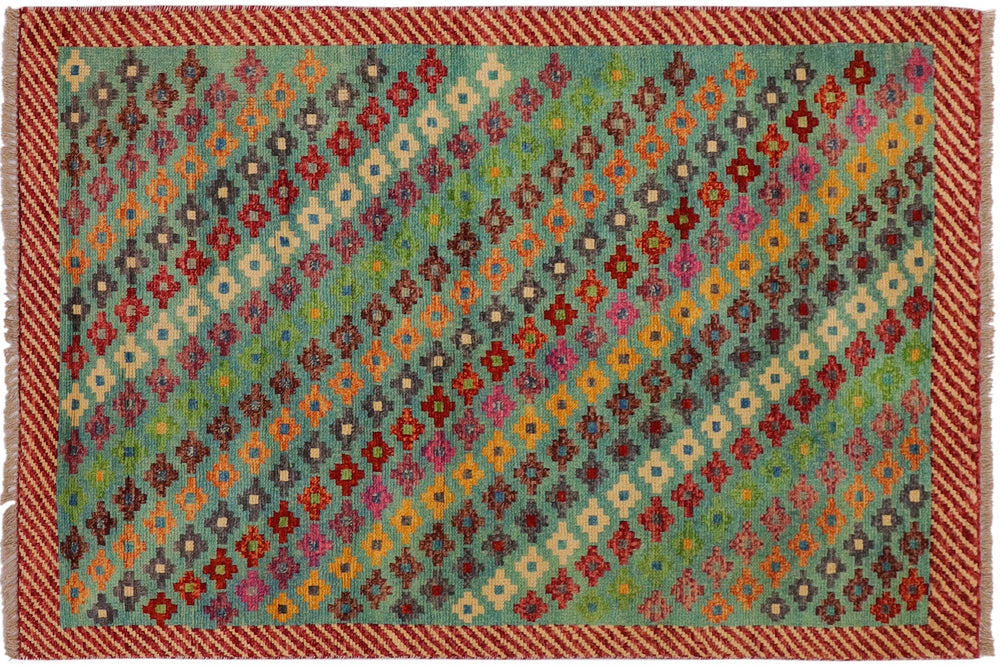 handmade Modern Balouchi Blue Red Hand Knotted RECTANGLE 100% WOOL area rug 3x5