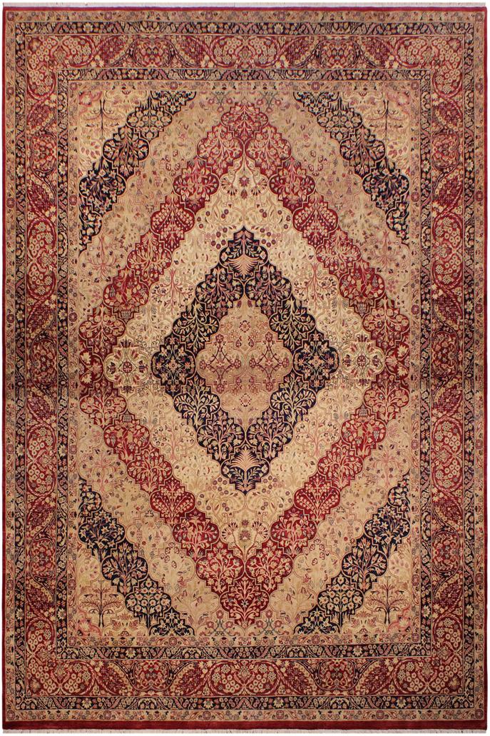 Traditional Compartment Kimberle Red Red Hand Knotted Area rugs 9 x 12