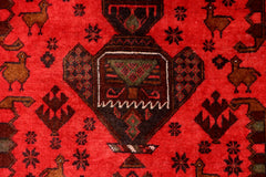 handmade Geometric Balouchi Red Blue Hand Knotted RECTANGLE 100% WOOL area rug 3x6