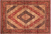 handmade Traditional Compartment Red Red Hand Knotted RECTANGLE 100% WOOL area rug 9x12