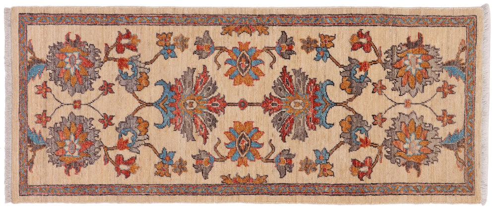 handmade Traditional Kafkaz Beige Red Hand Knotted RUNNER 100% WOOL area rug 3' x 5'