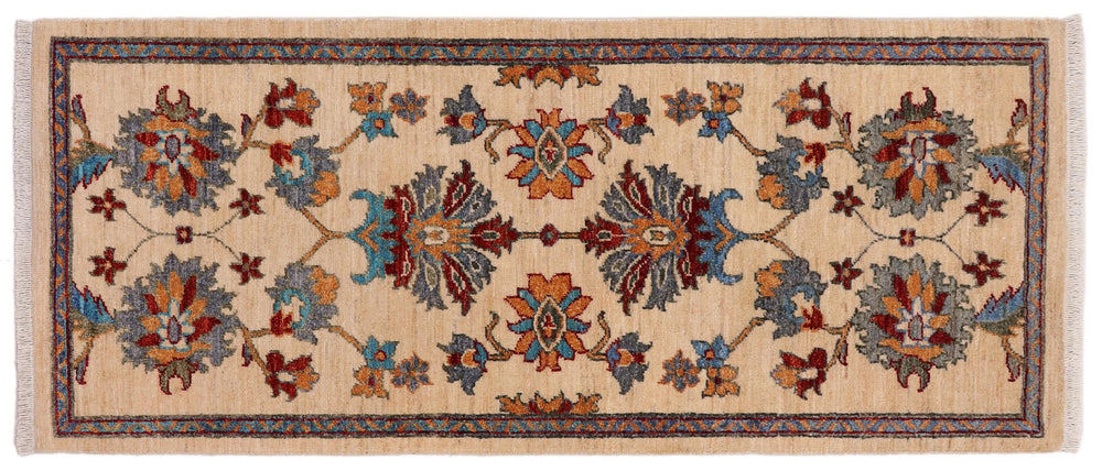 handmade Traditional Kafkaz Beige Red Hand Knotted RUNNER 100% WOOL area rug 3' x 5'