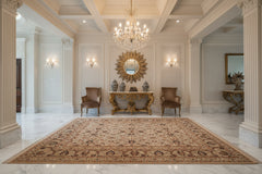 handmade Traditional New Asif Tan Lt. Gold Hand Knotted RECTANGLE 100% WOOL area rug 9x12