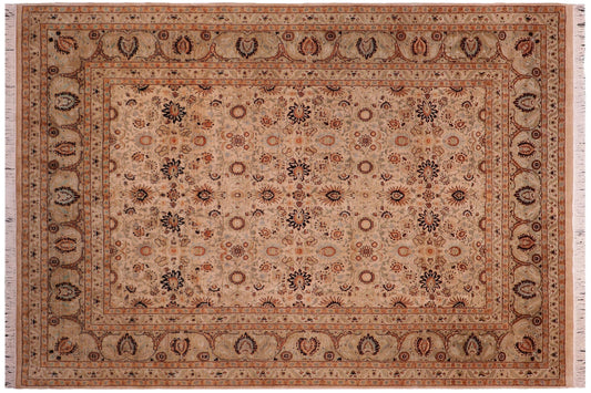 handmade Traditional New Asif Tan Lt. Gold Hand Knotted RECTANGLE 100% WOOL area rug 9x12