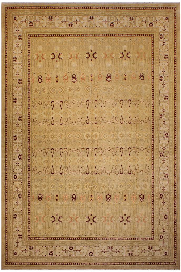 Traditional Agra Ola Tan Beige Hand Knotted Area rugs 9 x 12