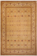 Traditional Agra Ola Tan Beige Hand Knotted Area rugs 9 x 12