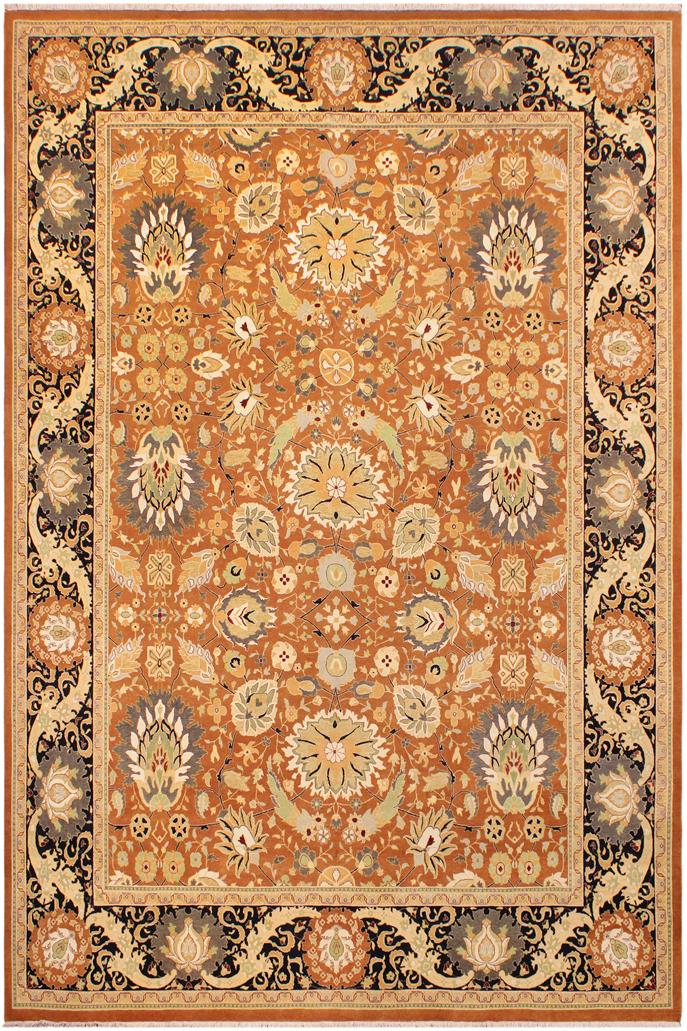 Traditional Hashmi Janine Brown Black Hand Knotted Area rugs 9 x 12