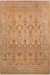 Traditional Tabriz Ping Brown Blue Hand Knotted Area rugs 9 x 12