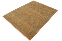 Semi-Antique Elise Brown/Green Wool Rug - 9'0'' x 11'6''
