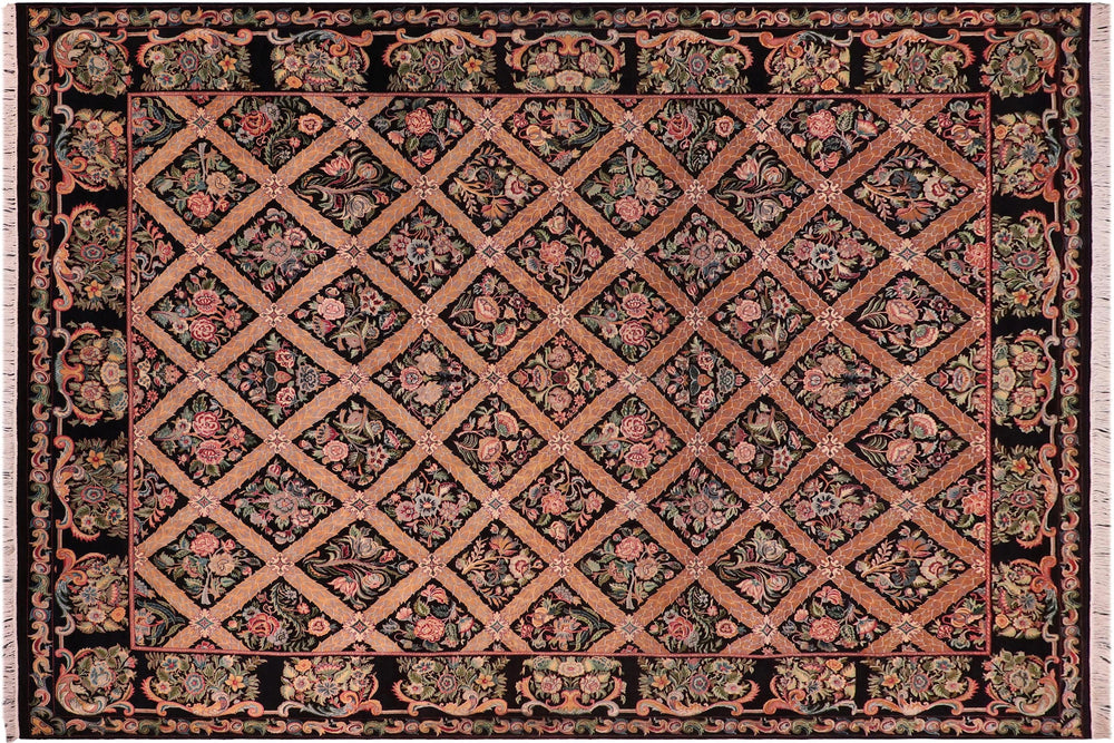 handmade Transitional Bakhtair Black Black Hand Knotted RECTANGLE 100% WOOL area rug 9x12